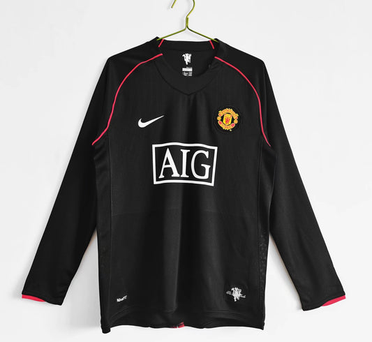 Manchester United Retro Black Away Jersey Full-Sleeves.(AIG Era)
