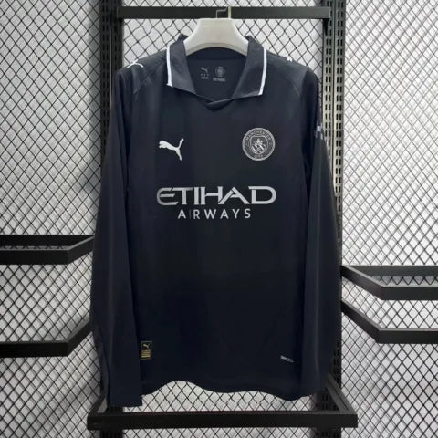 Manchester City Black Away Jersey Long-Sleeve.(Embroidery)
