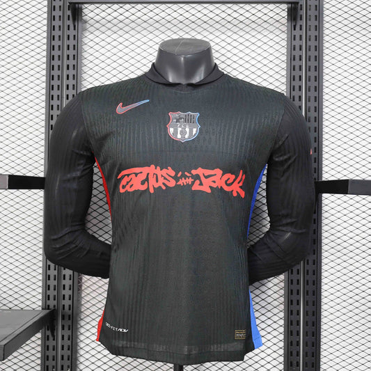 FC Barcelona Black Training Jersey Full-Sleeve.(Embroidery)